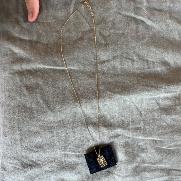 Zodiac Taurus Bill Tarot Card Gold Necklace - Picture 5 of 7